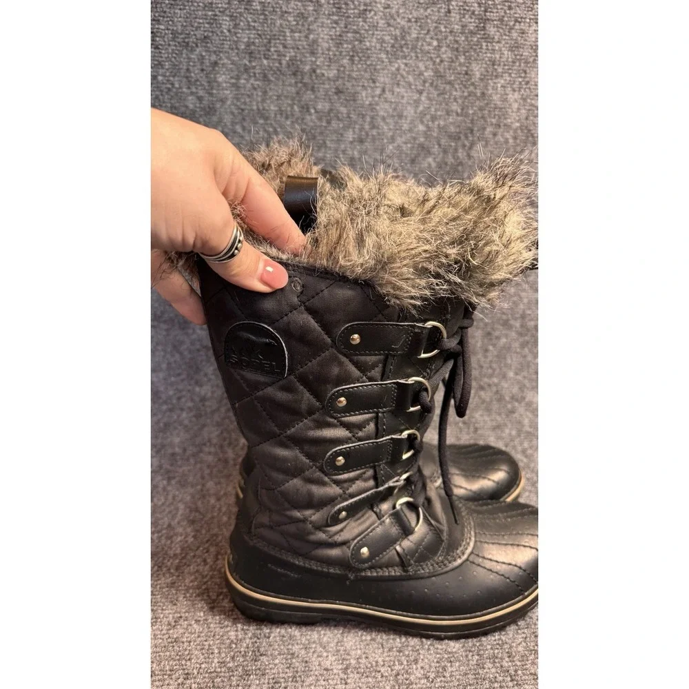 Sorel Tofino II Tall Winter Waterproof Black Womens Boots Size 7.5 Tall Faux Fur